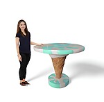 Round Ice Cream Table Mint and Vanilla Waffle Cone