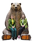 Grizzly Bear Sitting Jumbo Statue with Paw Seat