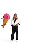 Ice Cream Cone Statue Hanging Hot Pink Scoop 3FT