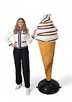 Soft Serve Ice Cream Large Statue Standing Chocolate and Vanilla Flavor 6FT Indoor and Outdoor Display