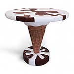 Round Ice Cream Table Chocolate and Vanilla Waffle Cone