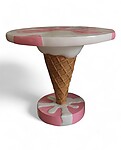 Round Ice Cream Table Strawberry and Vanilla Waffle Cone