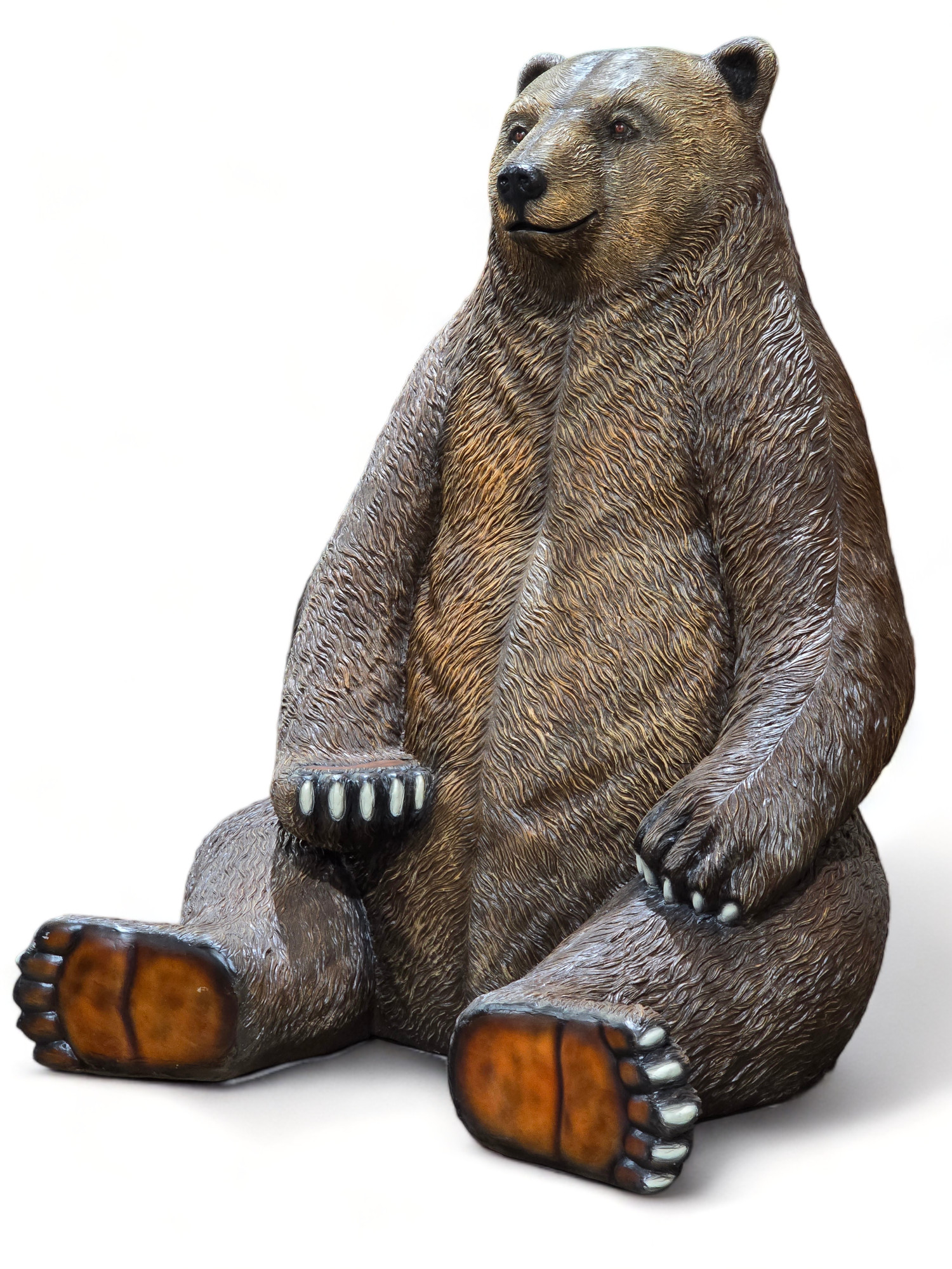 Grizzly Bear Sitting Jumbo Statue with Paw Seat