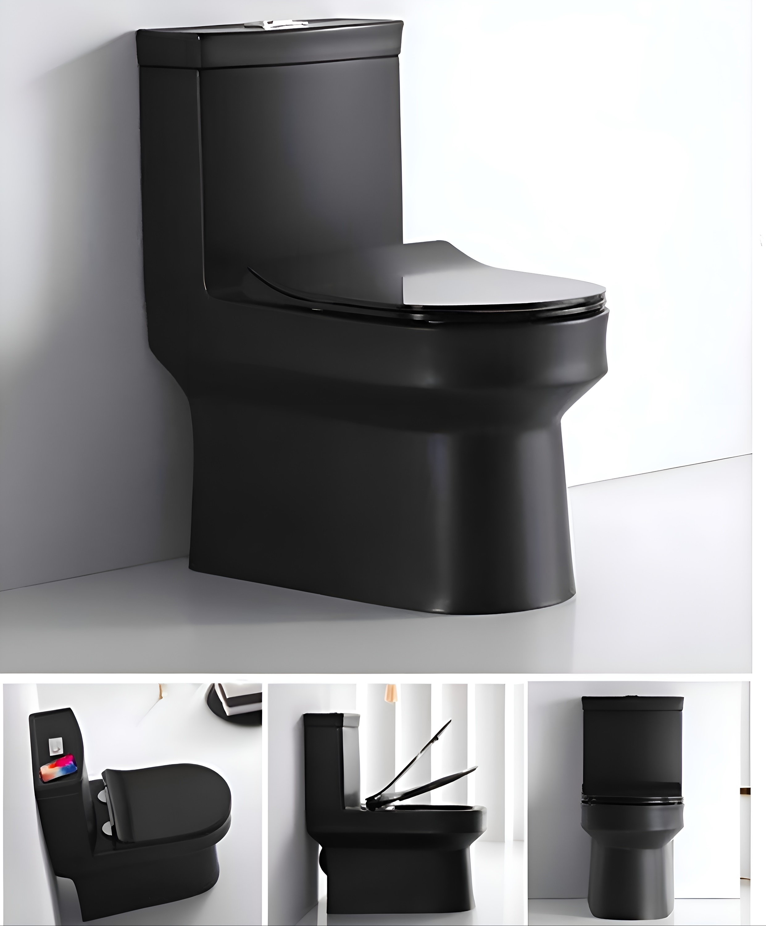 Black Gloss Toilet Modern One Piec