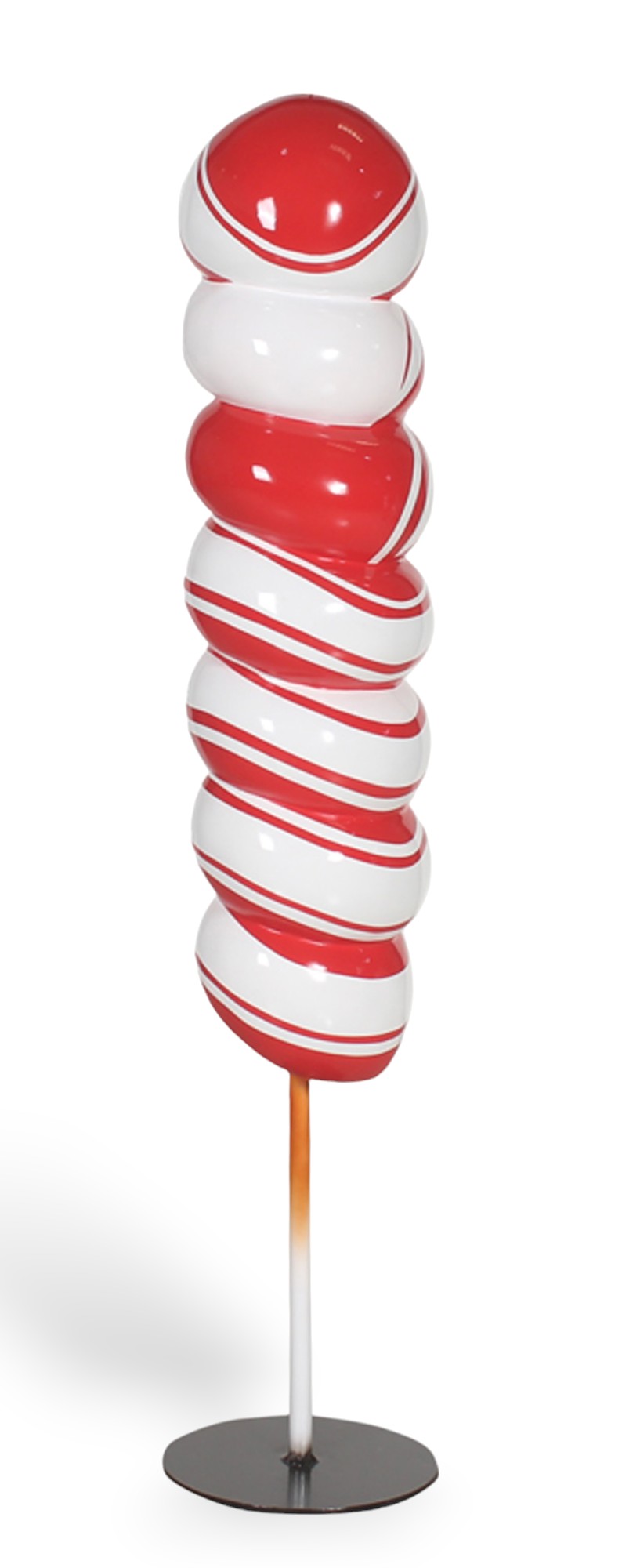 Candy Twist Lollipop Statue 4 FT Large on Stand Red and White