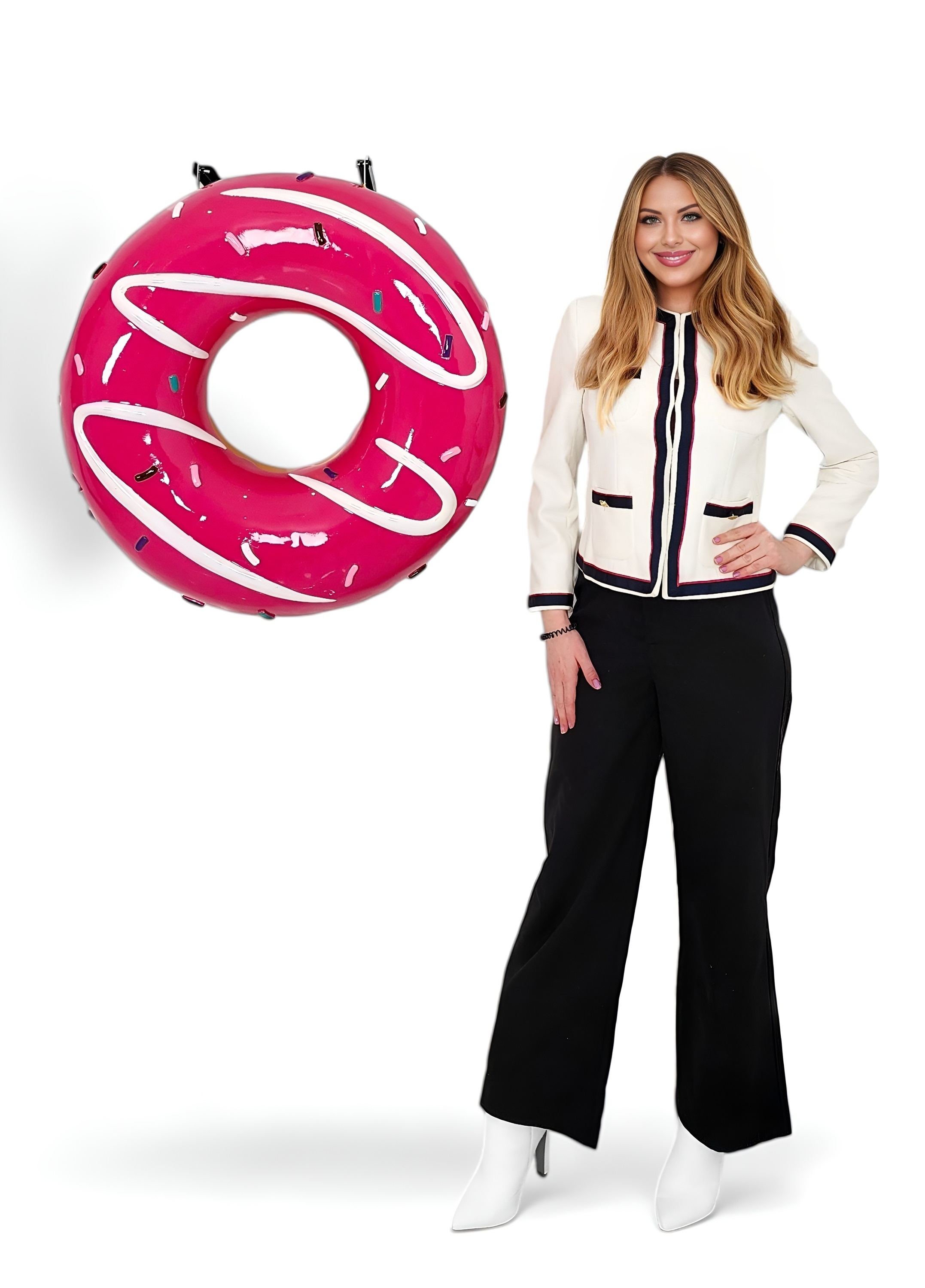 Donut Statue Extra Large Sculpture Hanging Strawberry with
