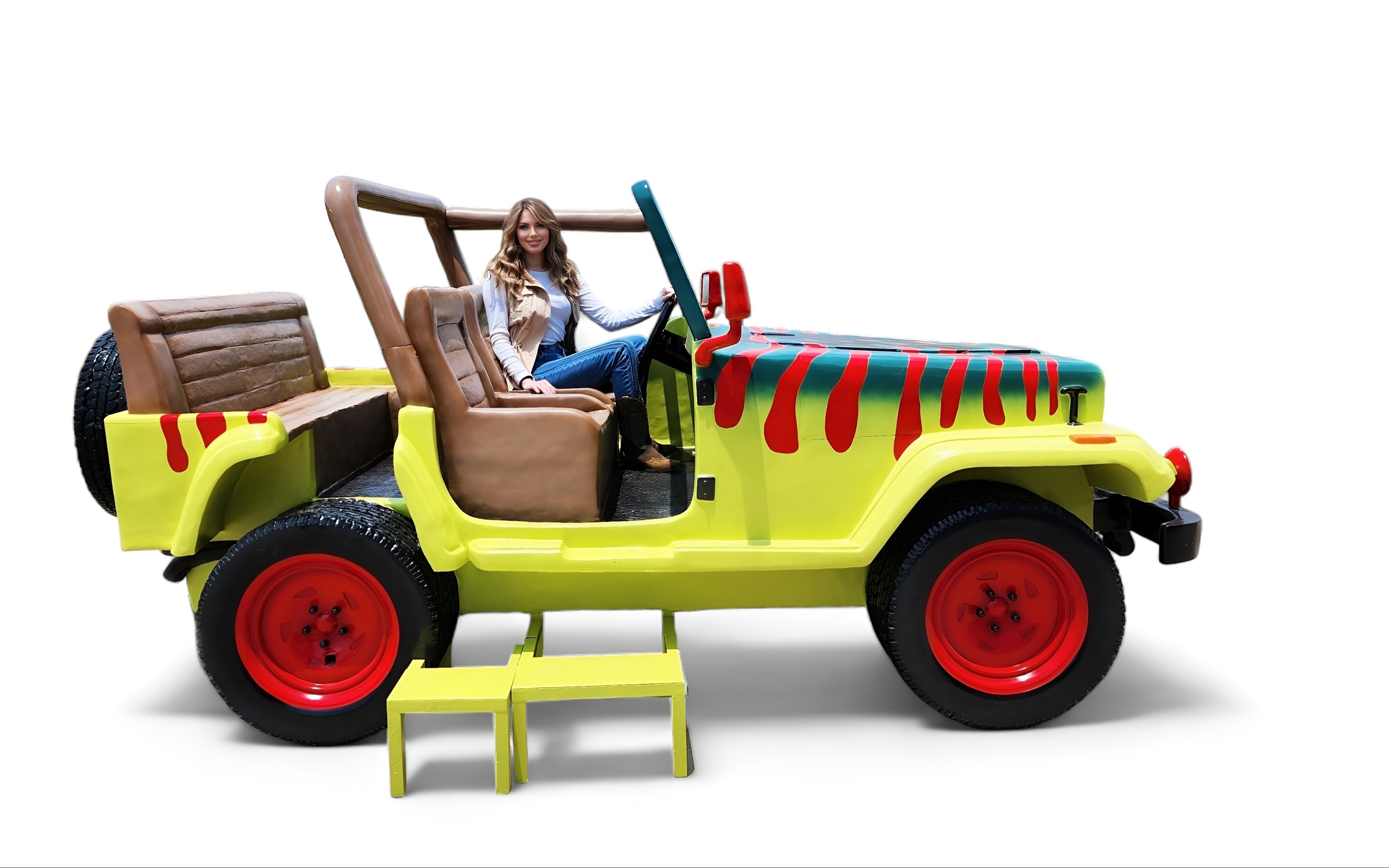 Jurassic Dinosaur Themed Jeep Full Size Family Size 4 Seater and Functional Lights 12 ft