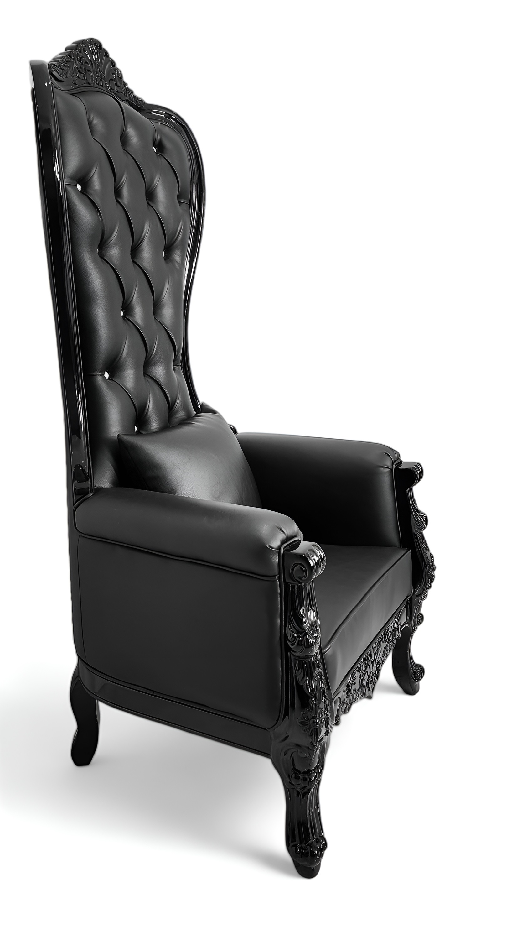 Baroque Throne Chair Queen High Back Chair Black Leather And Frame