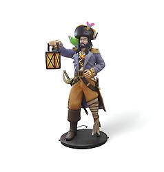 Pirate Statue Life Size Statue Holding Functional Lantern 6.5 FT