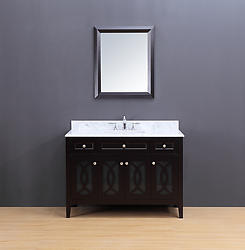 Rocca Transitional Bathroom Vanity Set with Carrera Marble Top Espresso 48