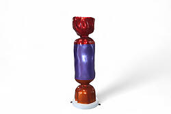 Wrapped Candy Statue Standing 5FT Large Metallic Purple