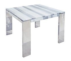 Laterza II Marble End Table - White Lines