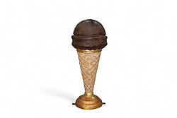 Ice Cream Cone Statue on Stand 3.3 FT Chocolate Single Scoop