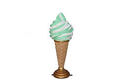 Ice Cream Cone Statue on Stand Soft Serve Mint and Vanilla 3.3 FT