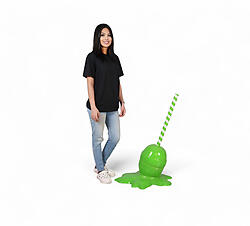 Green Lollipop Statue Melted Large 3D Sculpture