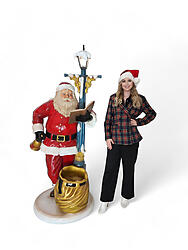 Santa Claus with Lamp Post Christmas Decor Life Size 6.5FT