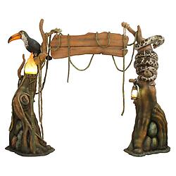 Jungle Entrance with Anaconda and Toucan Wrapped Tree Trunks Large 13 FT W x 10FT H