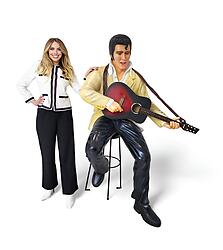 Elvis Statue Sitting on Stool Life Size