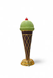 Ice Cream Statue Chocolate Waffle Cone with Green Scoop Large 6.5 FT