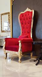 Baroque Throne Chair Queen High Back Chair in Red Leather