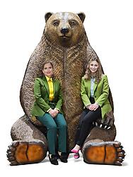 Grizzly Bear Sitting Jumbo Statue with Paw Seat