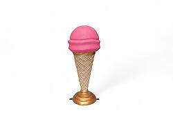 Ice Cream Cone Statue on Stand 3.3 FT Hot Pink Single Scoop