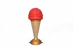 Ice Cream Cone Statue on Stand 3.3 FT Red Single Scoop