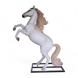 Prancing White Horse Life Size Statue