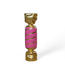 Square Wrapped Candy Statue Large Pink and Gold Leaf 3FT