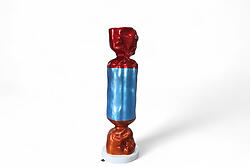 Wrapped Candy Statue Standing 5FT Large Metallic Blue