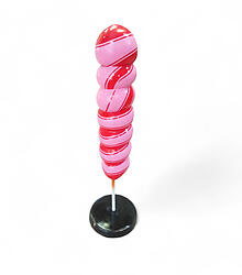 Candy Twist Lollipop Statue 4 FT Large on Stand Red and Pink