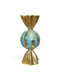 Round Candy Wrapper Statue Large Blue and Gold Leaf 3FT