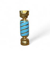 Square Wrapped Candy Statue Large Blue and Gold Leaf 3FT