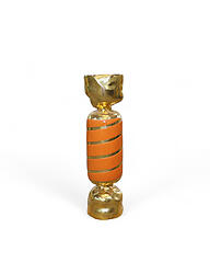 Square Wrapped Candy Statue Large Orange and Gold Leaf 3FT