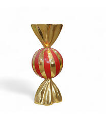 Round Candy Wrapper Statue Large Red and Gold Leaf 3FT