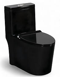 Savaro Black Gloss Toilet Modern One Piece Dual Flush