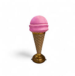 Ice Cream Cone Statue on Stand 3FT Pink Single Scoop