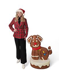 Gingerbread Dog Statue 3 FT Large Christmas Decor