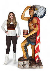Tobacco Indian Cigar Store with Red Cape Statue Life Size 6.5 FT