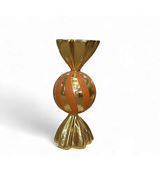 Round Candy Wrapper Statue Large Orange and Gold Leaf 3FT