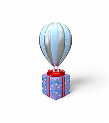 Hot Air Balloon Blue Large with Gift Box Stand 4FT