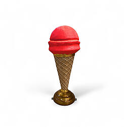 Ice Cream Cone Statue on Stand 3FT Red Single Scoop