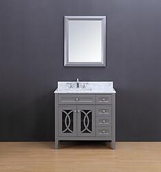 Rocca Transitional Bathroom Vanity Set with Carrera Marble Top Gray 36