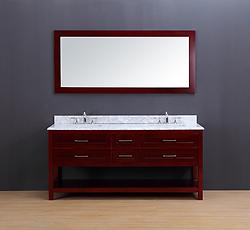 Neva Transitional Bathroom Vanity Set with Carrera Marble Top Cherry 72