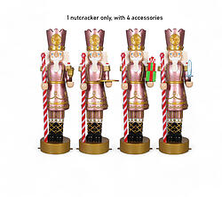 Nutcracker Statue Large Christmas Decor With Multiple Accessories 6.5 FT Pastel Pink