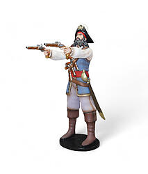 Pirate Statue Pointing Guns Life Size 6.5 FT