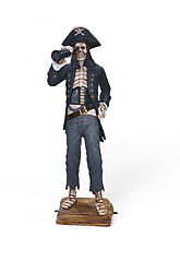 Skeleton Pirate with Telescope Life Size Statue 6.5 FT