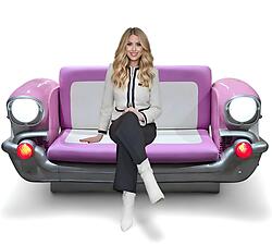 Retro 57 Chevy Car Sofa Pink and White