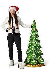 Christmas Tree 3D Statue Green with Gold Leaf 4 FT Large