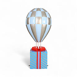 Hot Air Balloon Blue and Silver Large with Gift Box Stand 6FT